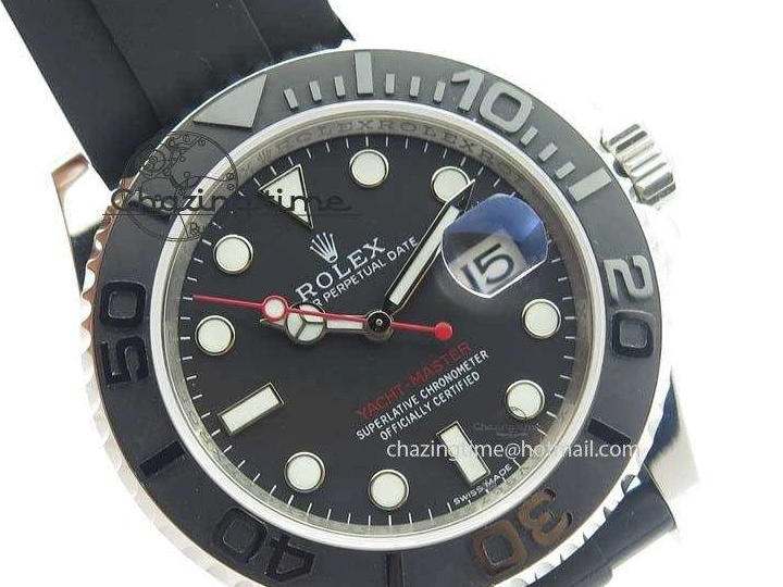 0418 ModernLook Yacht-Master 116655 SS JF Best Edition Ceramic Bezel On Rubber Strap SA 3850
